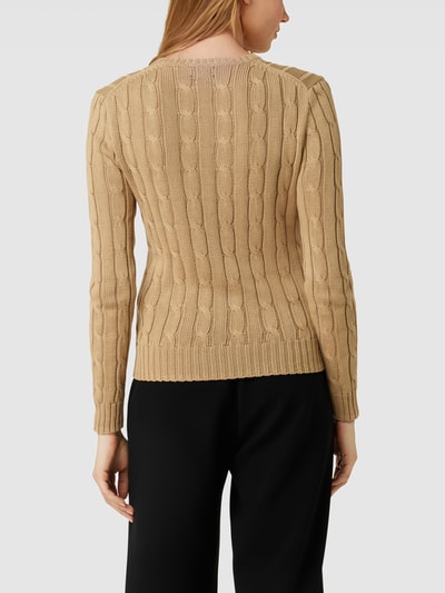 Polo Ralph Lauren Gebreide pullover met labelstitching, model 'JULIANNA' Middenbruin - 5