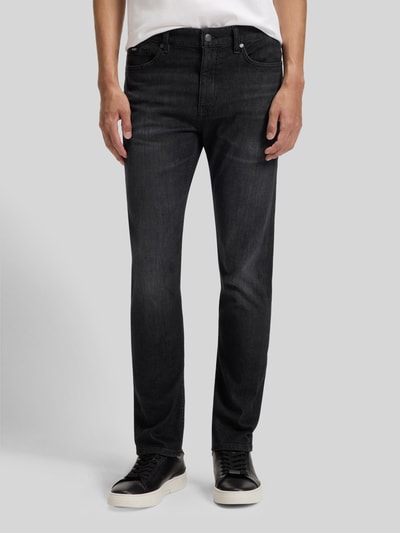 BOSS Slim fit jeans van katoenmix, model 'DELAWARE' Donkergrijs - 4