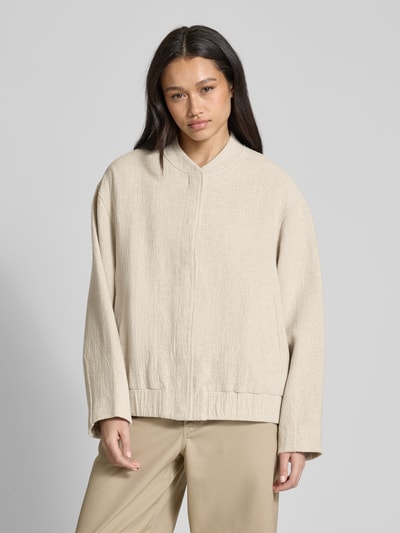 EDITED Loose Fit Jacke aus Viskose-Mix mit Leinen-Anteil Modell 'Malia' Beige 4