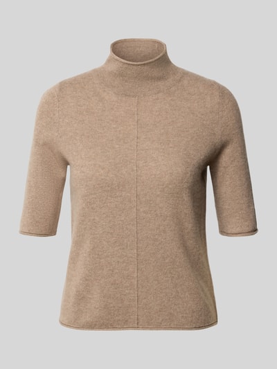 Produktfoto, Strickpullover aus Kaschmir mit 1/2-Arm van Christian Berg Woman, regular fit, opstaande kraag, beige kleur, fijne textuur