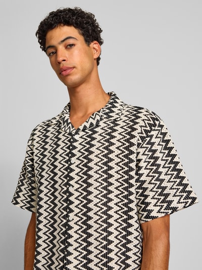 Redefined Rebel Boxy Fit Freizeithemd mit Lochmuster Modell 'ZANDER' Black 3