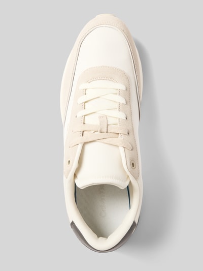 Productfoto, Low Top Sneaker aus echtem Leder van CK Calvin Klein, meerkleurig, rond, plat, labelopschrift, vetersluiting, gestructureerde zool, nubuck materiaalverwerking, echt leer.