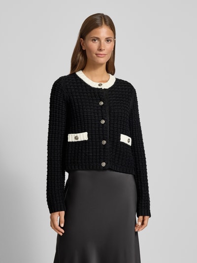 Liu Jo White Strickjacke mit gerippten Abschlüssen Black 4