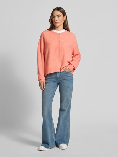 American Vintage Oversized Strickjacke mit Knopfleiste Modell 'DAMSVILLE' Koralle Melange 1
