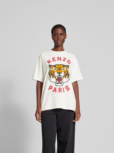 Kenzo Oversized T-Shirt aus reiner Baumwolle Offwhite 4