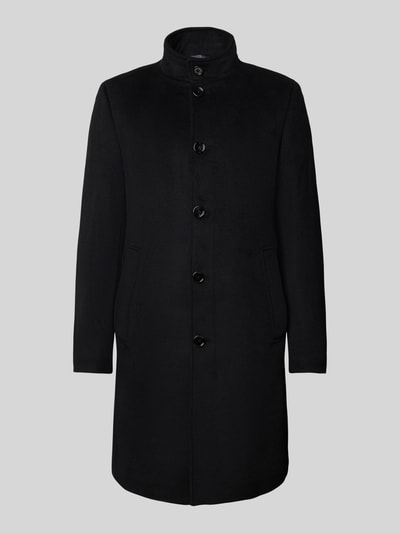 Christian Berg Men Regular fit lange wollen jas met viscose Zwart - 2