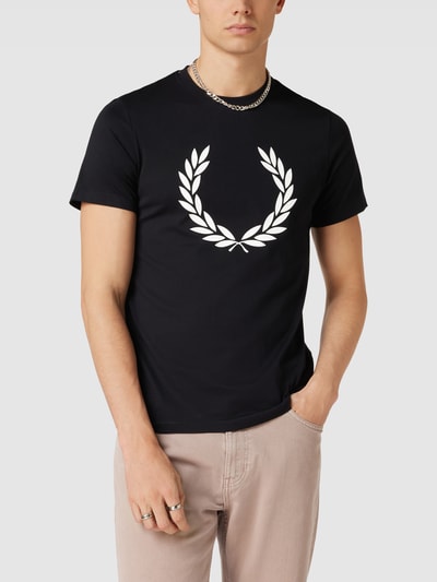 Fred Perry T-Shirt mit Logo-Print Modell 'Laurel' Schwarz 4