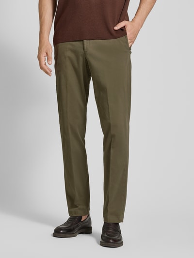 Hiltl Slim Fit Chino mit Bügelfalten Modell 'PEAKER' Oliv 4