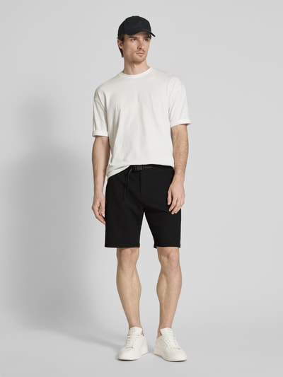 JAKE*S STUDIO MEN Shorts mit Gürtel und Gesäßtaschen Black 1