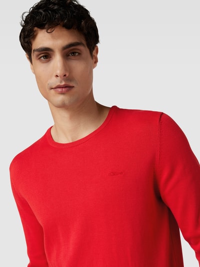 s.Oliver RED LABEL Strickpullover mit Label-Stitching Modell 'BASIC' Rot 3