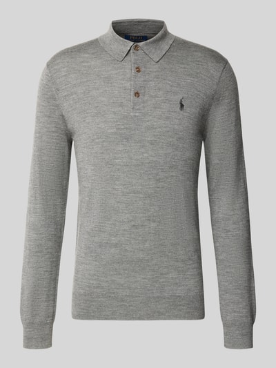 Produktfoto, grauer Regular Fit Pullover aus reiner Wolle von Polo Ralph Lauren mit feiner Textur, Herren Pullover von Polo Ralph Lauren