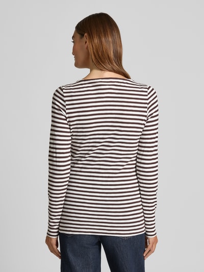 s.Oliver RED LABEL Bluzka z długim rękawem o kroju slim z czystej bawełny Ciemnobrązowy 5