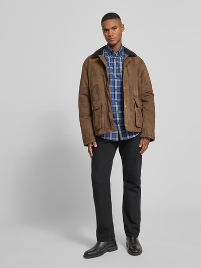 Jake*s Slim Fit Business Hemd aus Baumwolle Marine 1