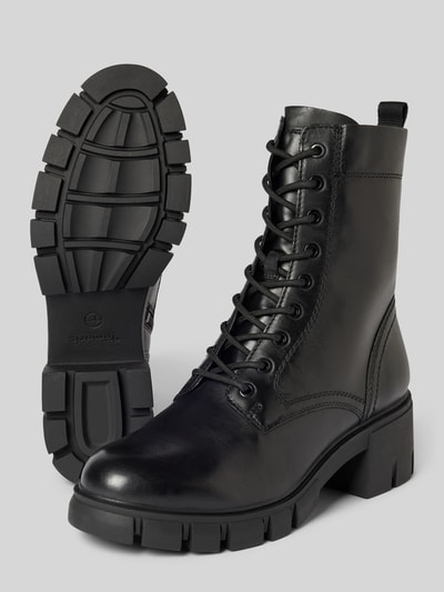 Tamaris Veterboots van leer met siernaden Zwart - 4