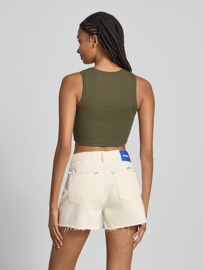 Only Slim Fit Crop Tops aus Baumwoll-Mix Modell 'VILMA' Oliv 5