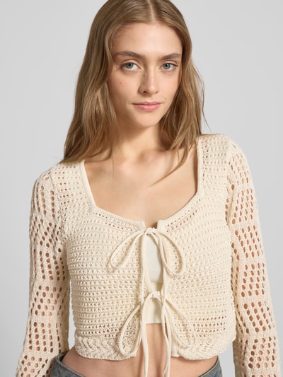 Noisy May Kort gebreid jack met vetersluiting, model 'GIANNA' Ecru - 3