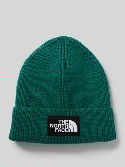 The North Face Beanie in gebreide look met logopatch, model 'Box' Donkergroen - 1
