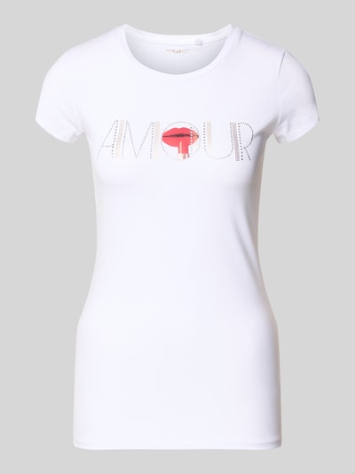 GUESS T-shirt z obszyciem ozdobnymi kamieniami Biały 2