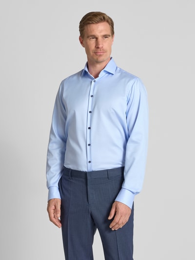 Christian Berg Men Regular Fit Businesshemd aus reiner Baumwolle mit extra langem Arm Bleu 4