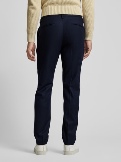 Profuomo Chino met bandplooien Marineblauw - 5