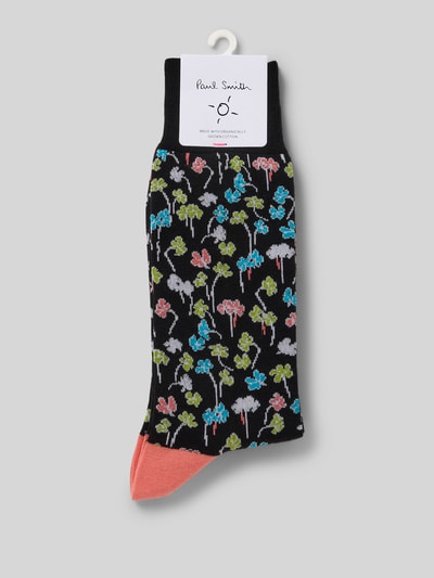 PAUL SMITH Socken mit gerippten Bündchen Modell 'OXALIS FLORAL' Black 3