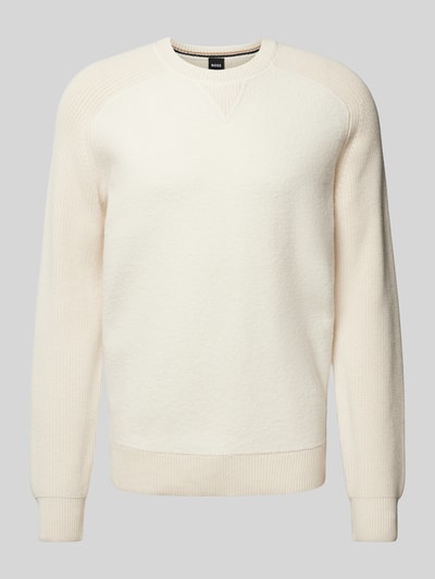 BOSS Strickpullover mit Rundhalsausschnitt Modell 'Ematero' Offwhite 2