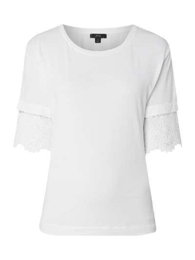 J CREW T-shirt z obszyciem z koronki szydełkowej  Biały 2