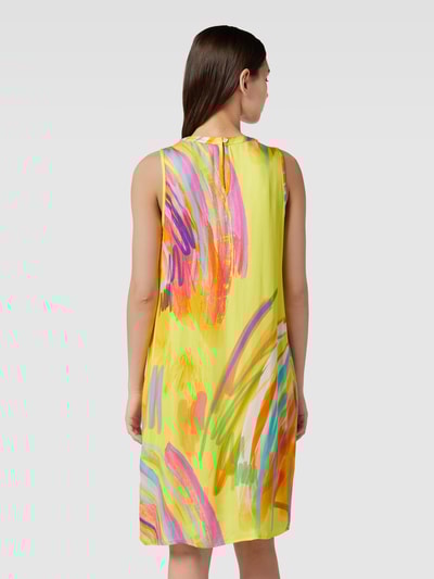 Emily Van den Bergh Knielanges Kleid aus Viskose mit Allover-Muster Gelb 5