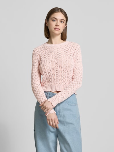 Only Regular Fit Strickpullover aus Struktur Strick Modell 'SAGA' Rosa 4