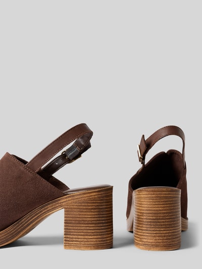 Produktfoto, Sandalen aus echtem Leder von Tamaris in Braun, Optik: Unifarben, Blockabsatz, strukturiert, Veloursleder, Dornschließe