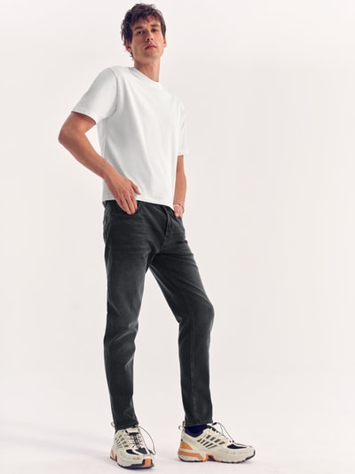 BOSS Orange Regular fit jeans met labelpatch, model 'ONYX' Donkergrijs - 6