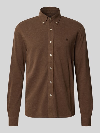 Produktfoto, Regular Fit Freizeithemd aus reiner Baumwolle von Polo Ralph Lauren in Braun mit Knopfleiste und glatter Textur.
