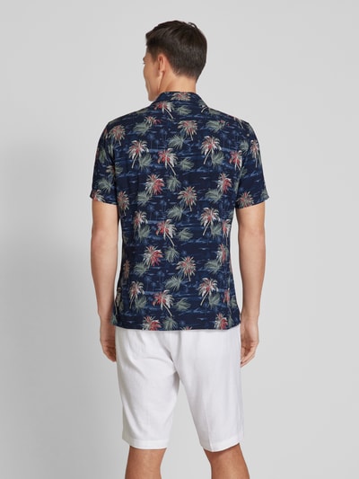 Jake*s Vrijetijdsoverhemd van viscose met all-over motief Marineblauw - 5