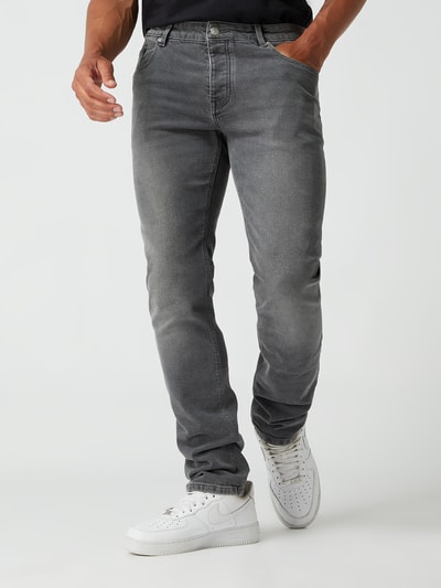 REVIEW Jeans met labelpatch Middengrijs - 4