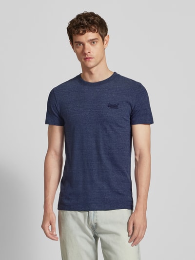 Superdry T-shirt met labelstitching Marineblauw gemêleerd - 4