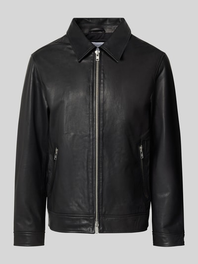 JACK & JONES Lederjacke mit Kentkragen Modell 'CASABLANCA' BLACK 2
