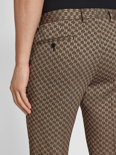 Karl Lagerfeld Slim fit pantalon met all-over motief Zand - 3