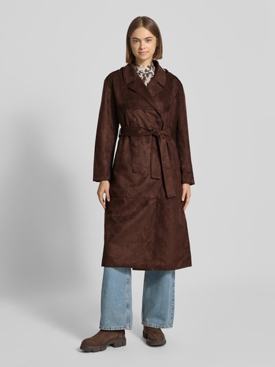 Only Regular Fit Trenchcoat IN Wildleder-Optik Modell 'BINE' Schoko 4