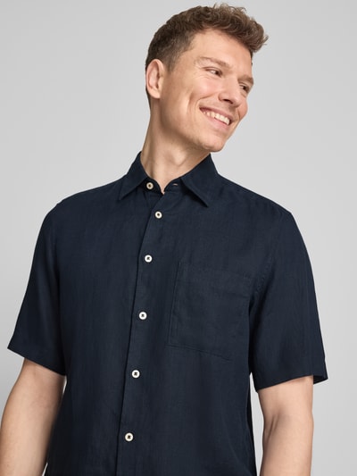 Marc O'Polo Regular Fit Freizeithemd aus reinem Leinen Dunkelblau 3