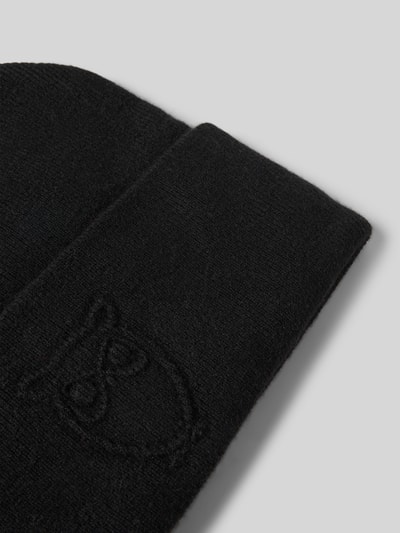 Knowledge Cotton Apparel Beanie mit Label-Detail BLACK 2