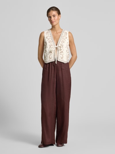 YAS Regular Fit Weste aus reiner Viskose Modell 'Velas' Ecru 1