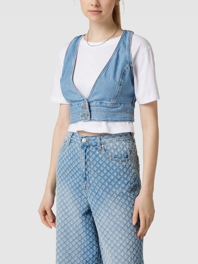 Levi's® Korte top in denimlook, model 'RAINE' Jeansblauw - 4