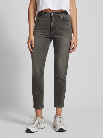 Only Straight Fit High-Waist-Jeans mit Label-Patch Modell 'EMILY' Mittelgrau 4