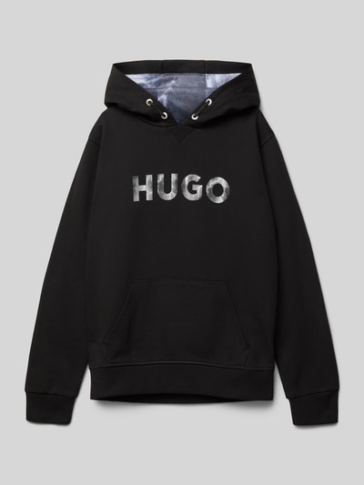 HUGO Hoodie met labelprint Zwart - 1
