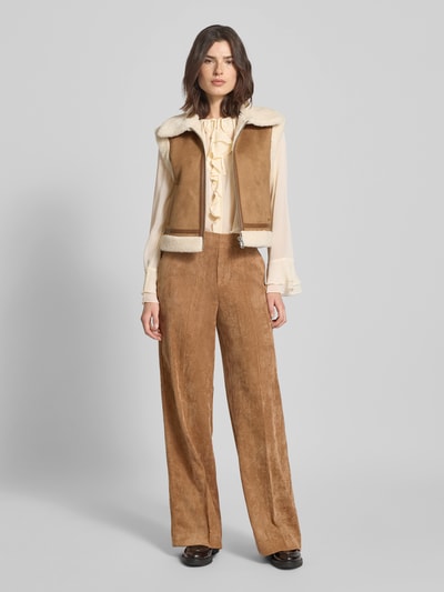 Oui Regular Fit Bluse mit Volants Offwhite 1