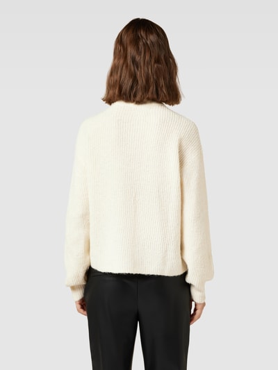 Vero Moda Strickpullover mit Troyer-Kragen Modell 'MILI' Offwhite Melange 5