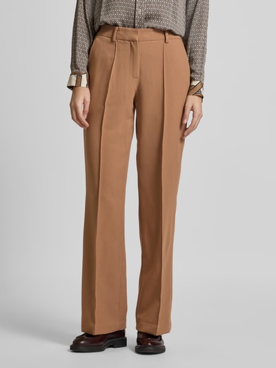 Milano Italy Flared cut stoffen broek met elastische band Camel - 4