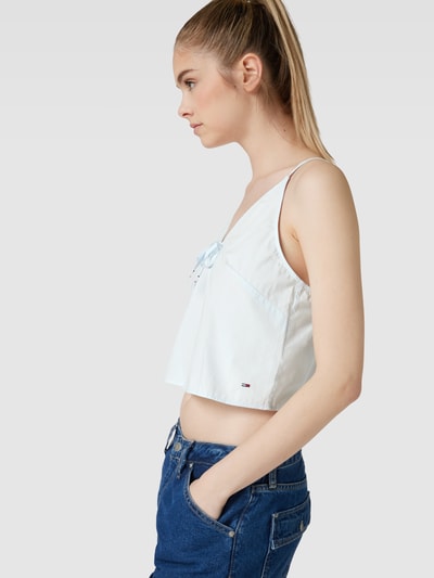 Tommy Jeans Top mit V-Ausschnitt Modell 'POPLIN' Hellblau 3