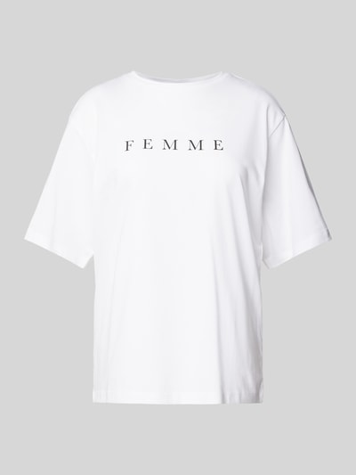 Selected Femme T-shirt z nadrukiem z logo model ‘VILJA’ Biały 2