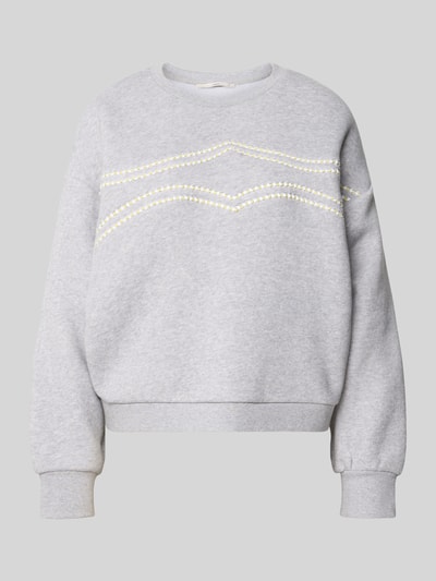 Produktfoto, Oversized Sweatshirt mit Rundhalsausschnitt von Lanius in Hellgrau, Baumwoll-Material-Mix, elastische Abschlüsse, Label-Stitching
